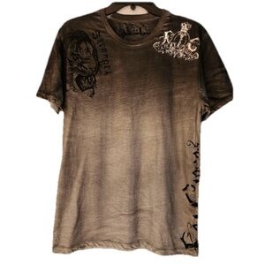 Key Closet Tiger Studded Graphic Men’s Grey Short Sleeve Shirt Size Medium